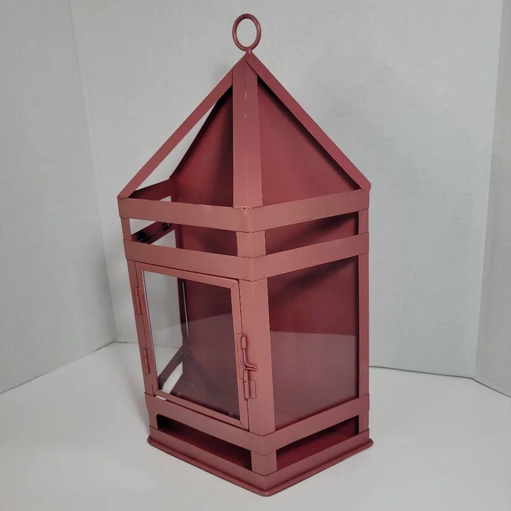 Charming Extra Large Metal and Glass Vintage Lantern Wall Sconce Rare